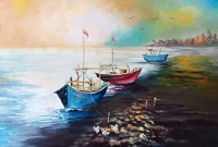 Abdul Wahab, 24 x 36 Inch, Acrylic On Canvas, Seacape Painting, AC-AWB-015
